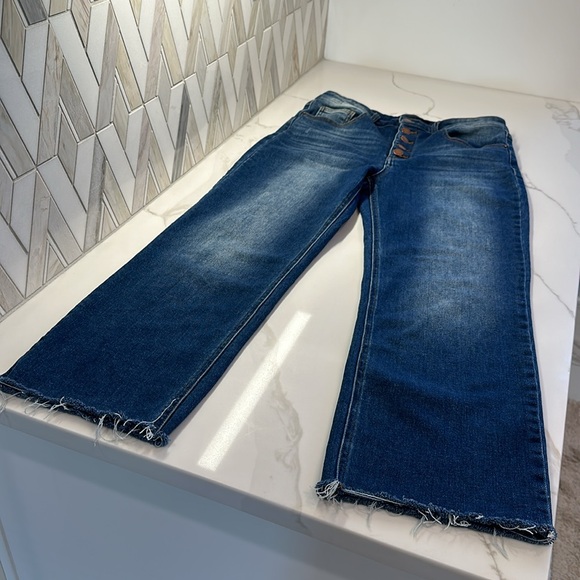 RISEN high rise button fly straight leg jean in medium wash - Picture 6 of 8